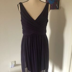 David's Bridal Purple V-Neck Midi Dress